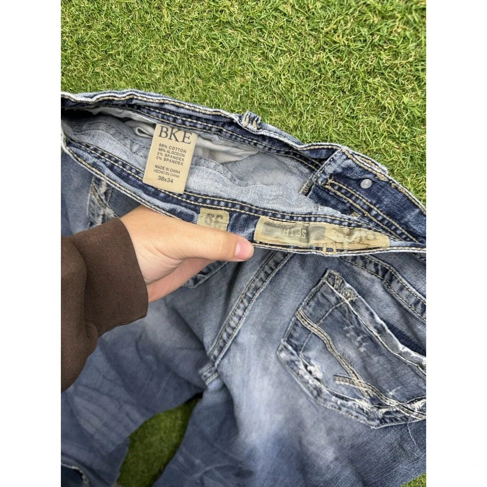 BKE Jeans Mens 38x30 Seth Straight Leg Affliction Y2K Medium Wash Distressed